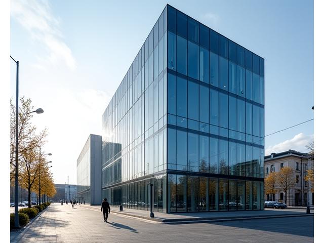Vilkas Pinigai biuro pastato fasadas Vilniuje, su modernia architektūra ir ryškiu logotipu.