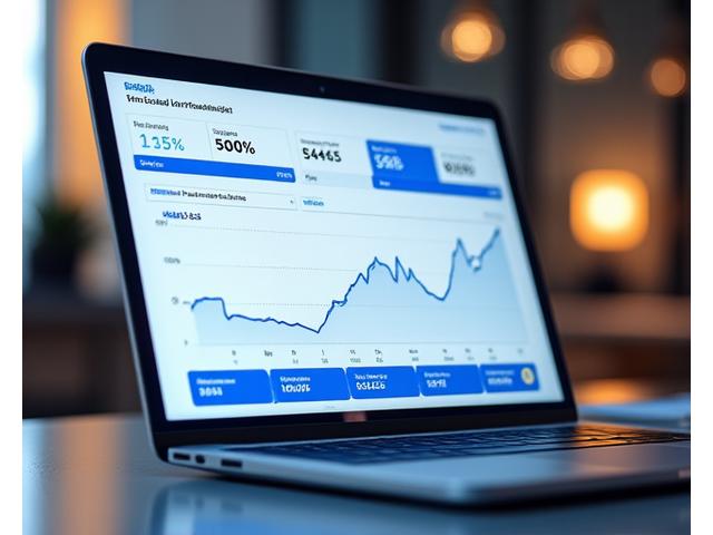 Šiuolaikinės finansinės paslaugos kompiuterių ekrane, iliustruojančios internetinių paskolų privalumus.